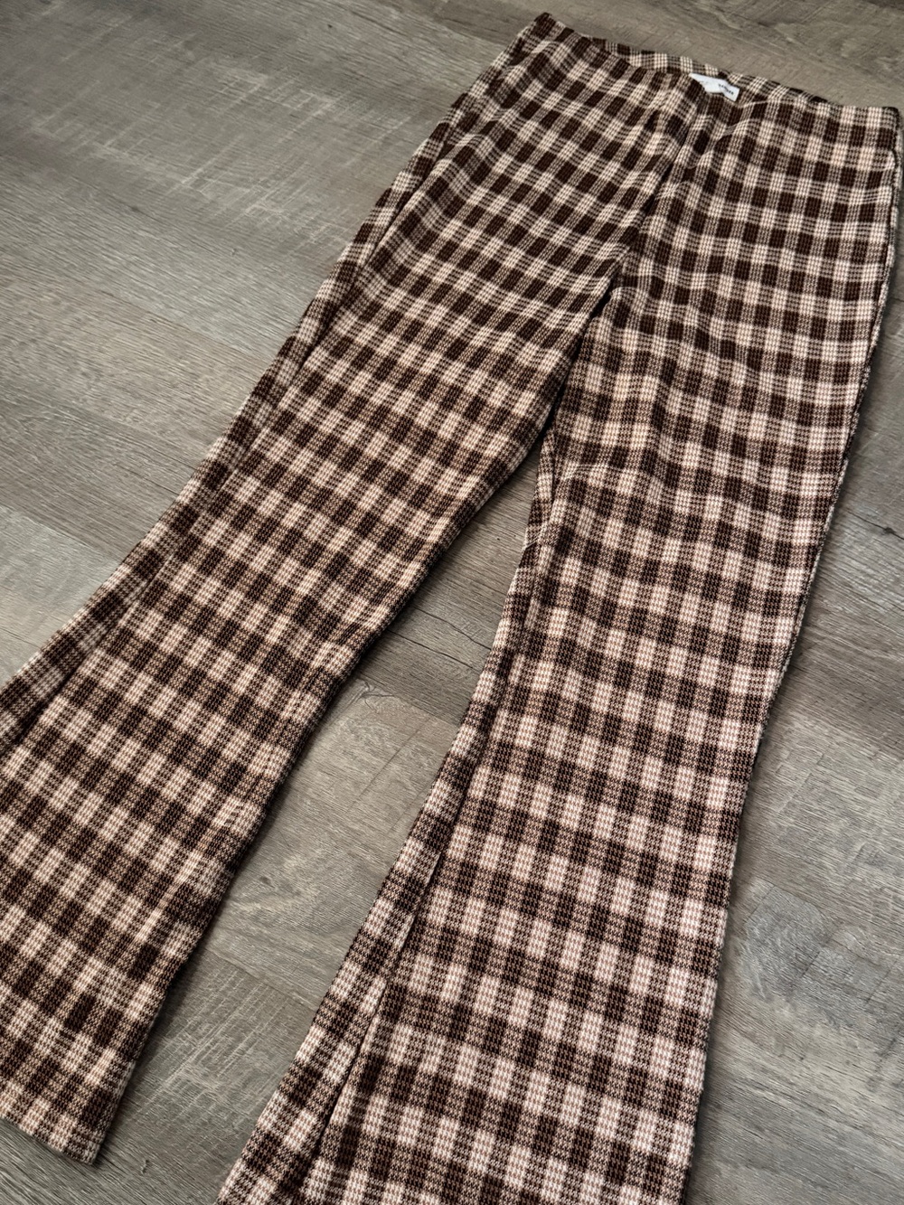 Women’s Brown Plaid Stretch Pants